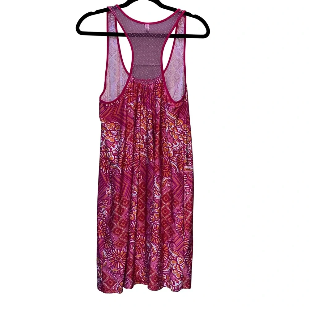 George Women's Pink Orange Floral Paisley Racerback Nightgown EUC‎
